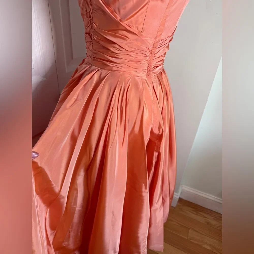 RARE 1950s Peach Colored Prom Fit and Flair High Glam Dress